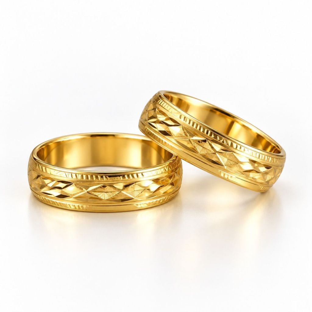 Alianza Matrimonial Dorada Diseño Hoja Clásica