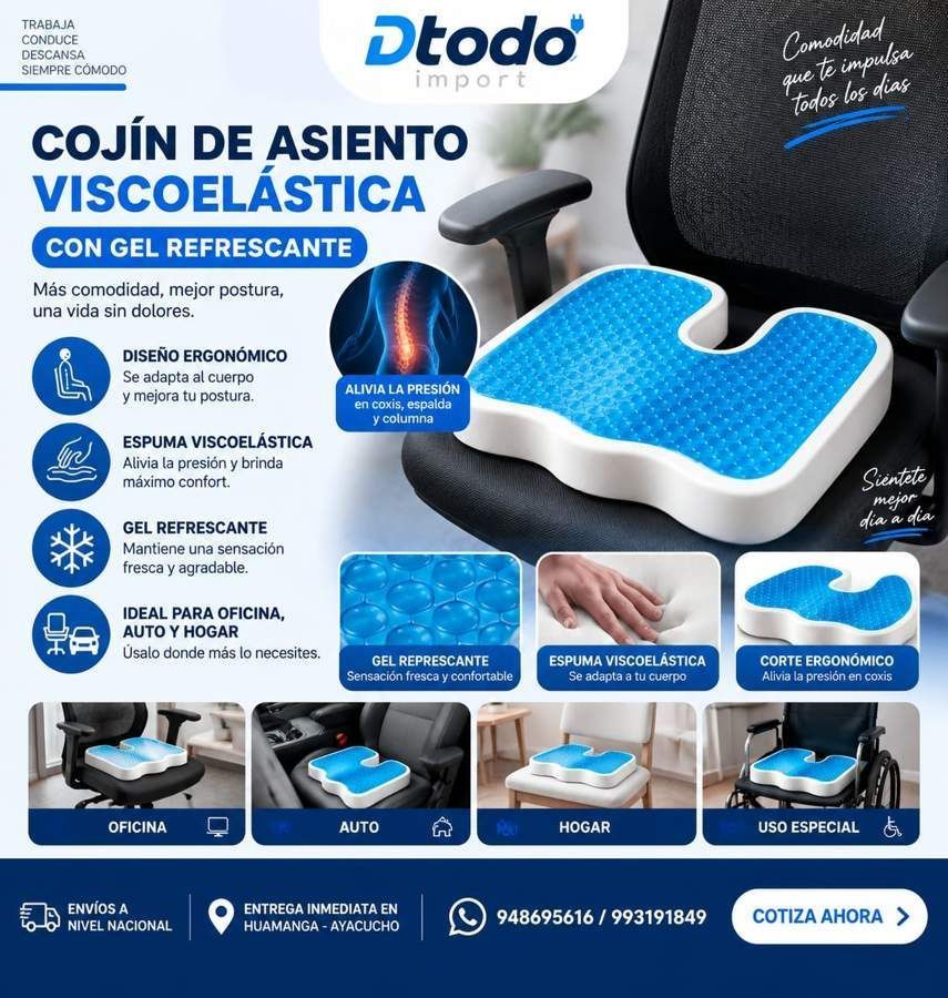 Cojín de Asiento Viscoelástica con Gel Refrescante