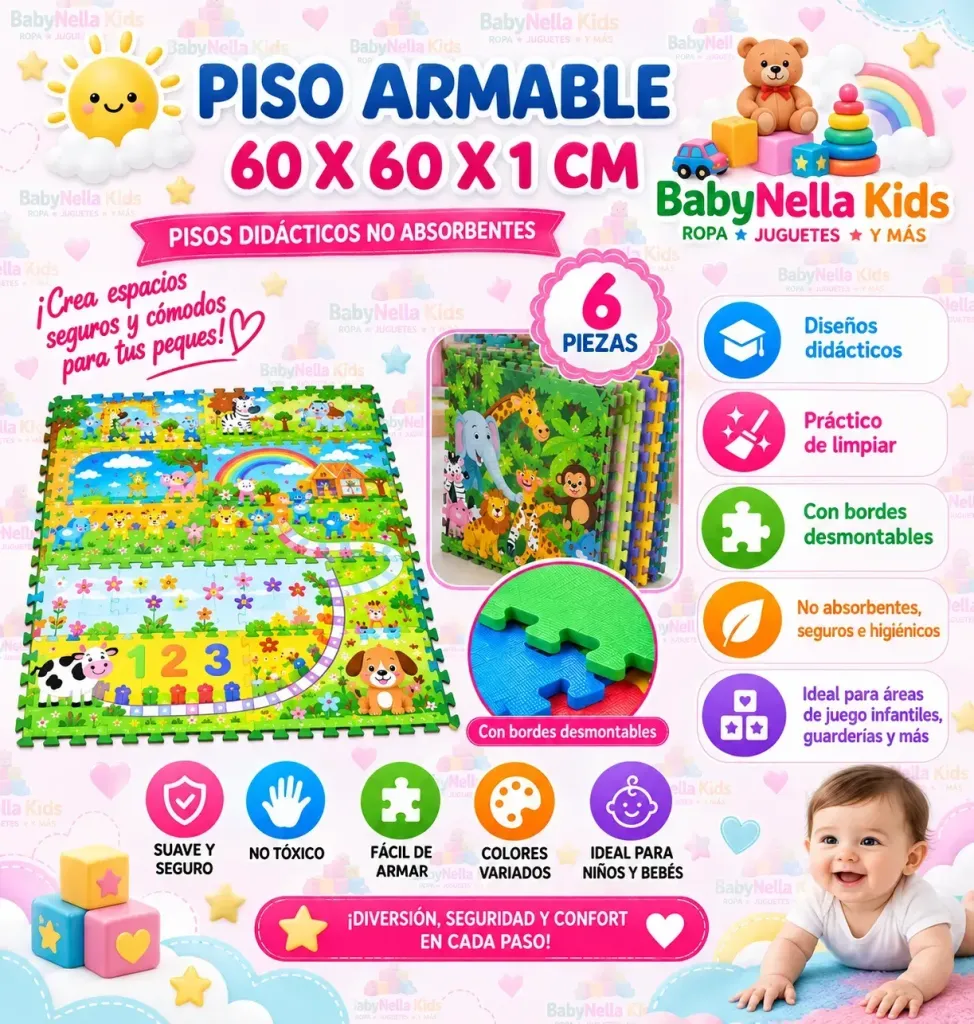 Piso Armable EVA Infantil 60x60x1 con Bordes