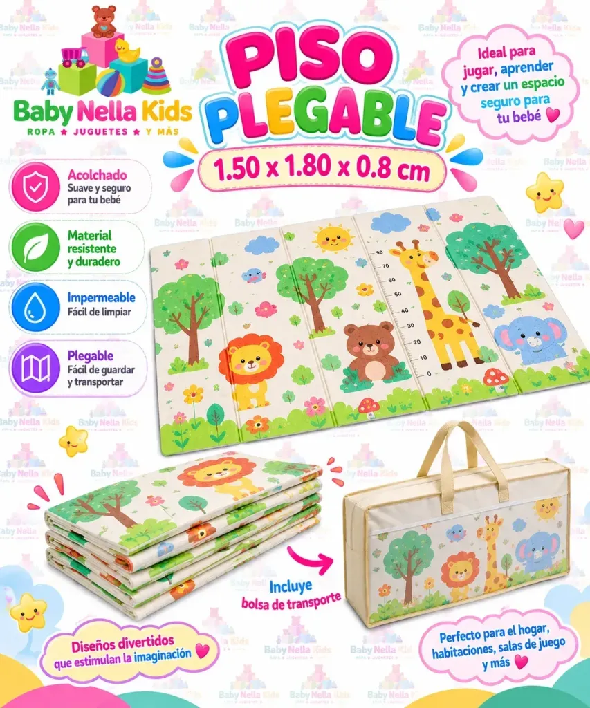 Piso Plegable Infantil Acolchado 1.50×1.80×0.8cm