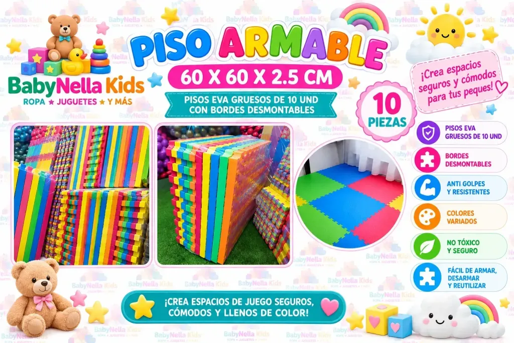 Piso Armable EVA Infantil 60x60x2.5 con Bordes