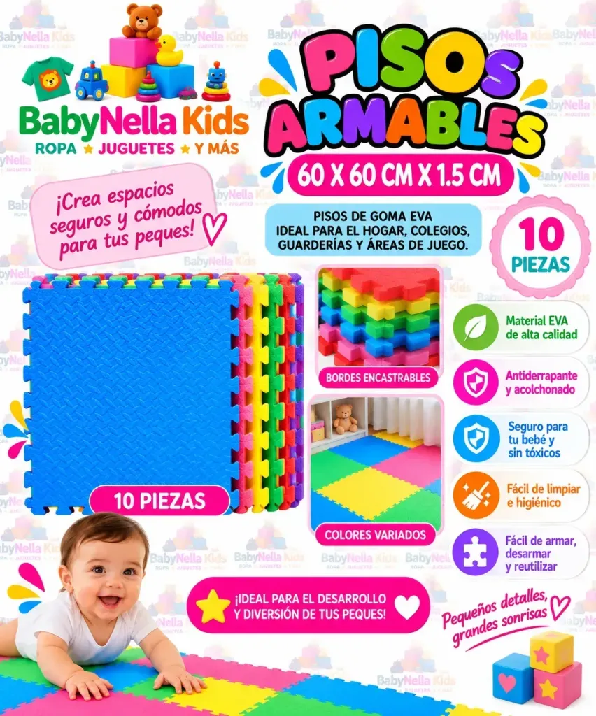 Piso Armable EVA Infantil 60x60x1.5 con Bordes