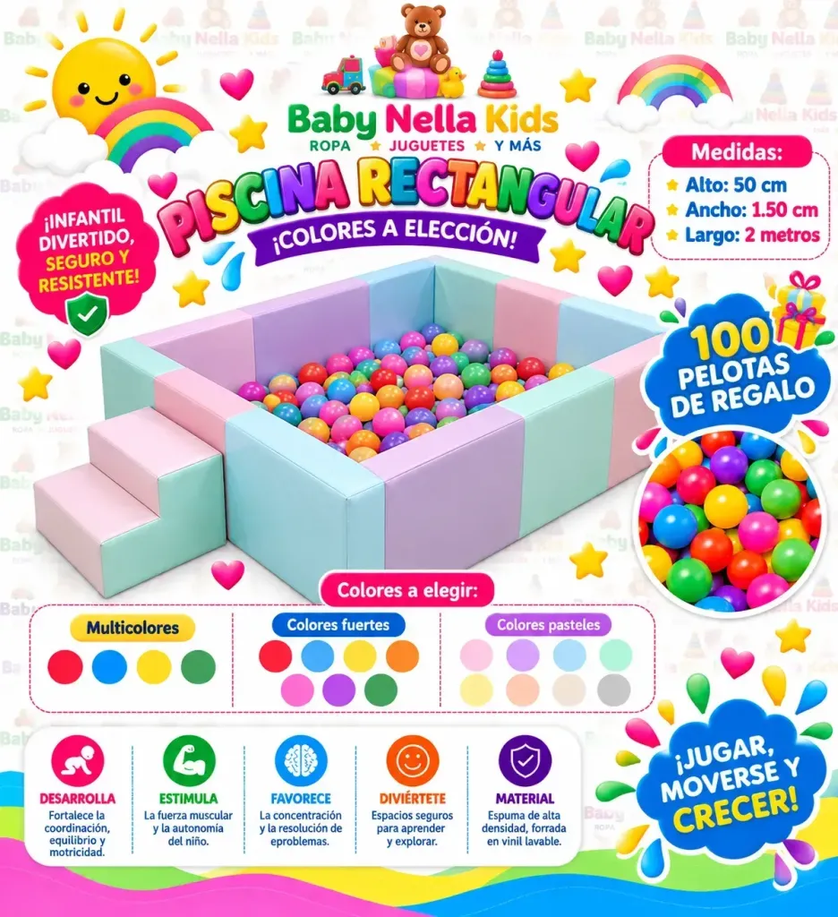 Piscina Rectangular de Pelotas con Escalera