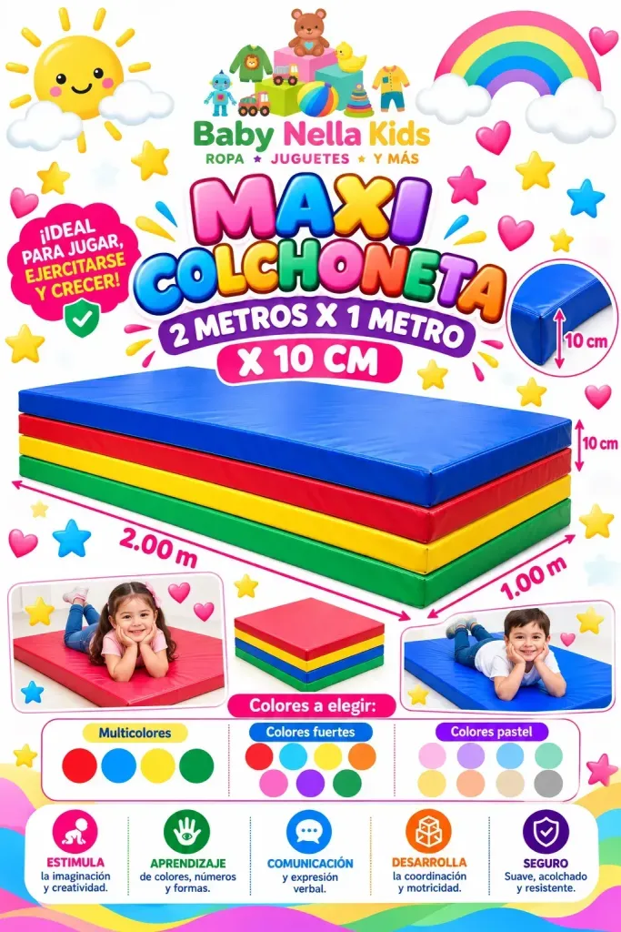 Maxi Colchoneta Infantil 2.00 × 1.00 m – 10cm
