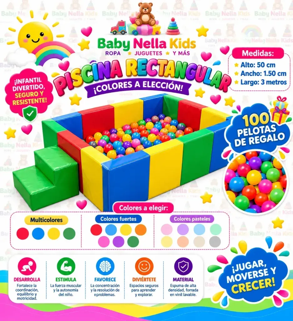 Piscina Rectangular de Pelotas con Escalera