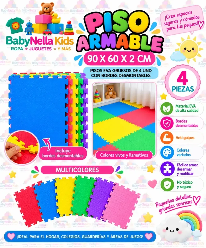Piso Armable EVA Infantil 90x60x2 con Bordes