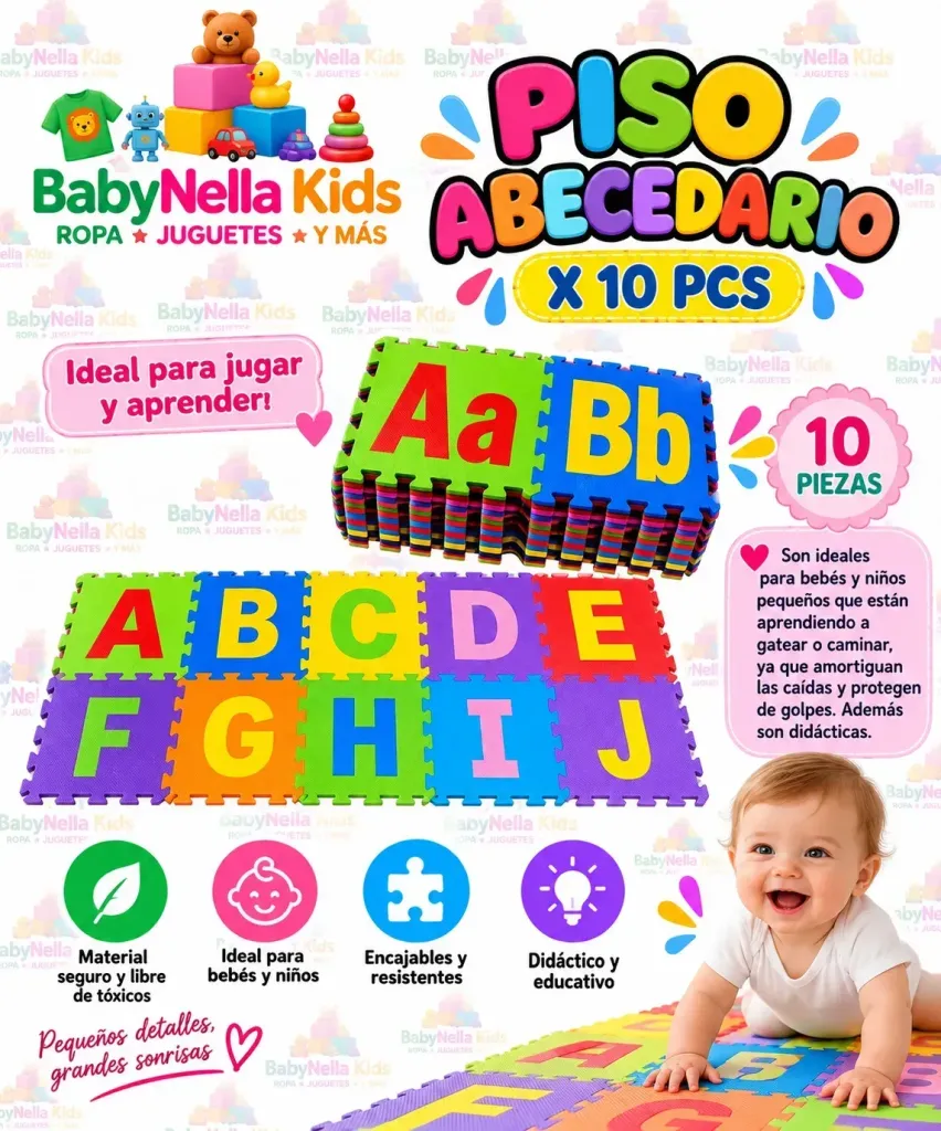 Piso Armable EVA Infantil 30x30x0.8 cm con Bordes Desmontables