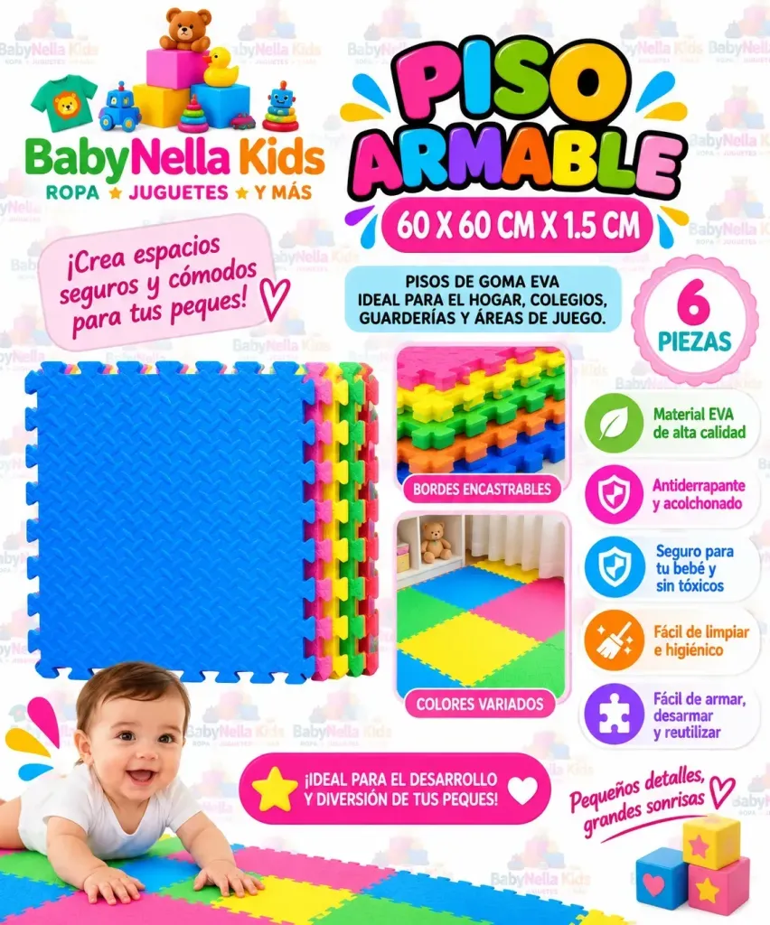 Piso Armable EVA Infantil 60x60x1.5 con Bordes