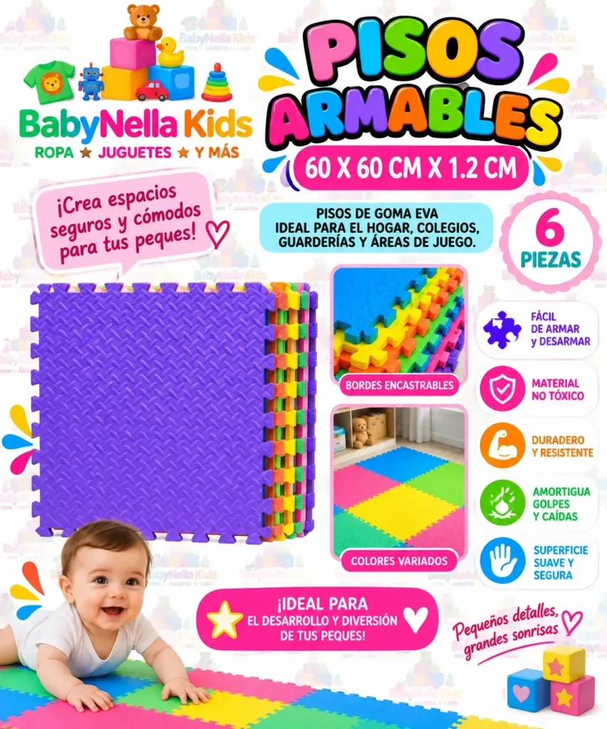 Piso Armable EVA Infantil 60x60x1.2 con Bordes