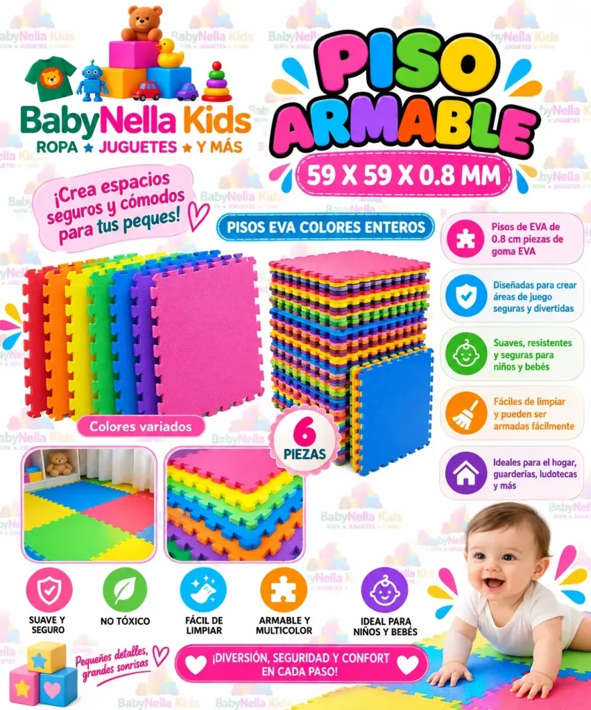 Piso Armable EVA Infantil 60x60x0.8 con Bordes