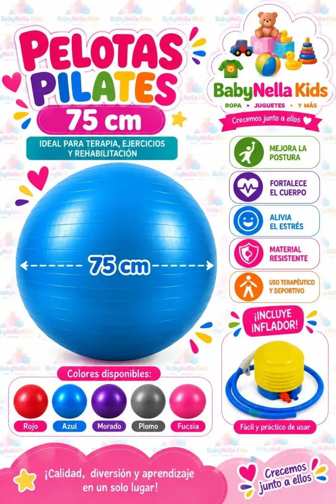 Pelota Pilates 75 cm con Inflador