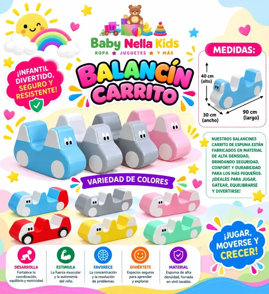 Balancín Carrito Infantil 🚗🌈