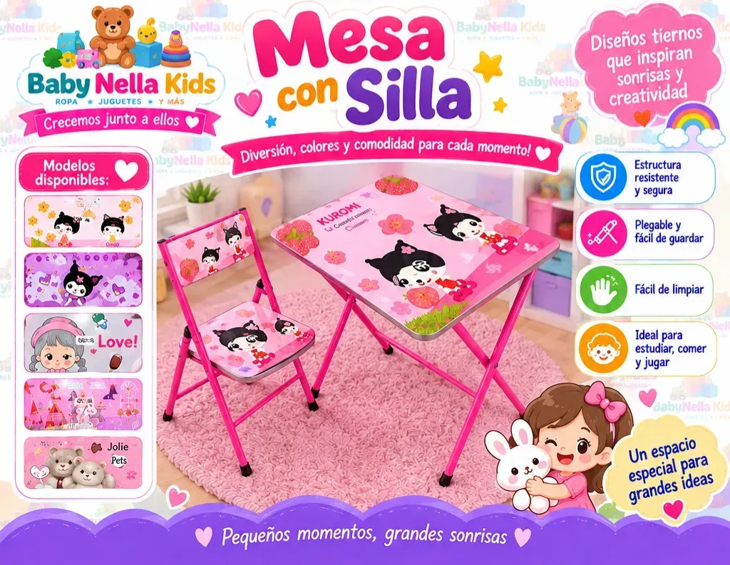 Mesa con Silla Infantil Plegable