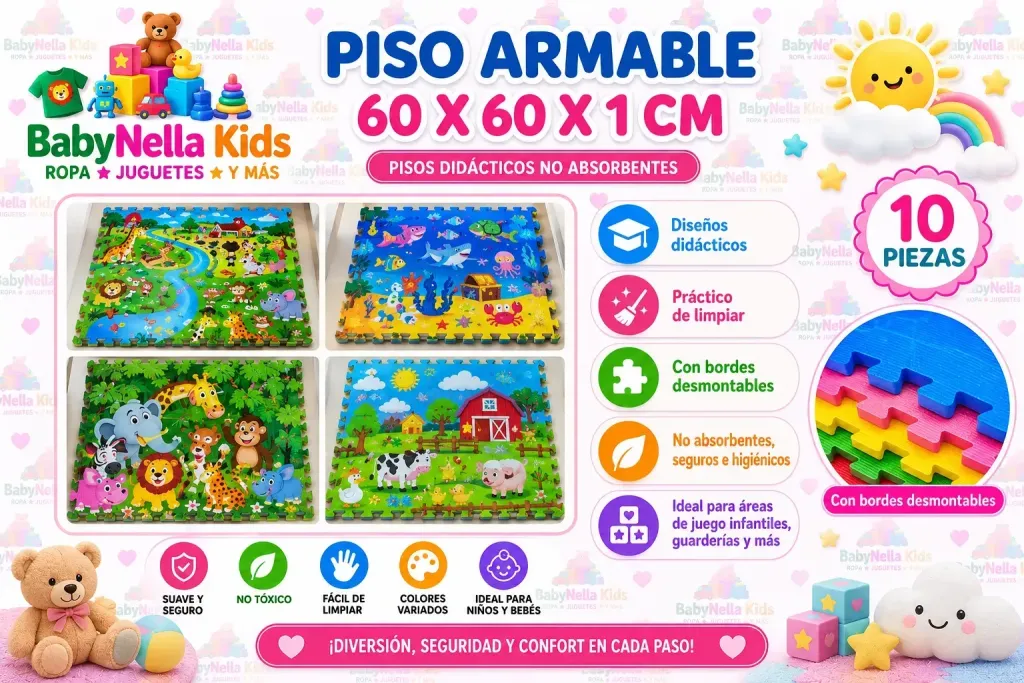 Piso Armable EVA Infantil 60x60x1 con Bordes